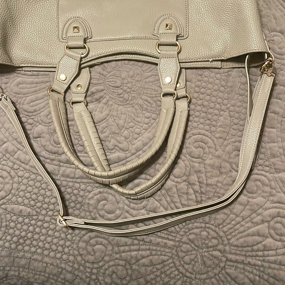 BCBG Beige Vegan Leather Tote Bag - Picture 7 of 15